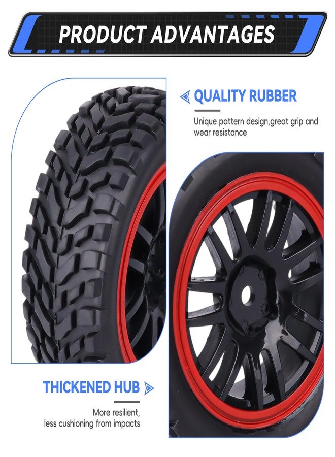 AllinRC 12mm Hex Wheels & Rubber Tires OD 2.52" Pre-Glued for Traxxas 4 Tec 2.0 1/18 Latrax Teton Tamiya TT02 Redcat Lightning EPX HSP Flying Fish Kyosho HPI MST RC 1/10 On-Road Drift Car (Type 2) - Image 3